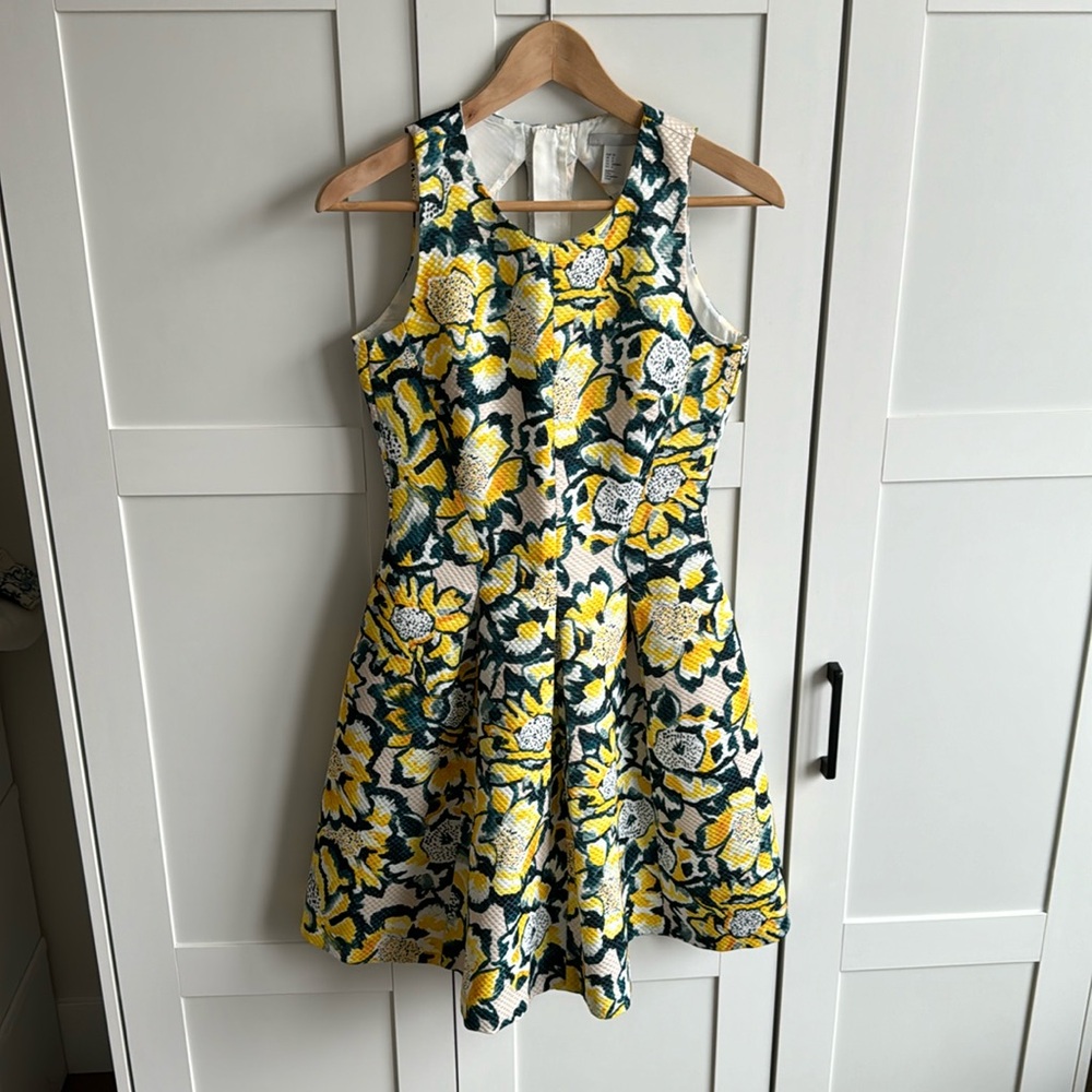 H&M Yellow Floral Fit and Flare Dress